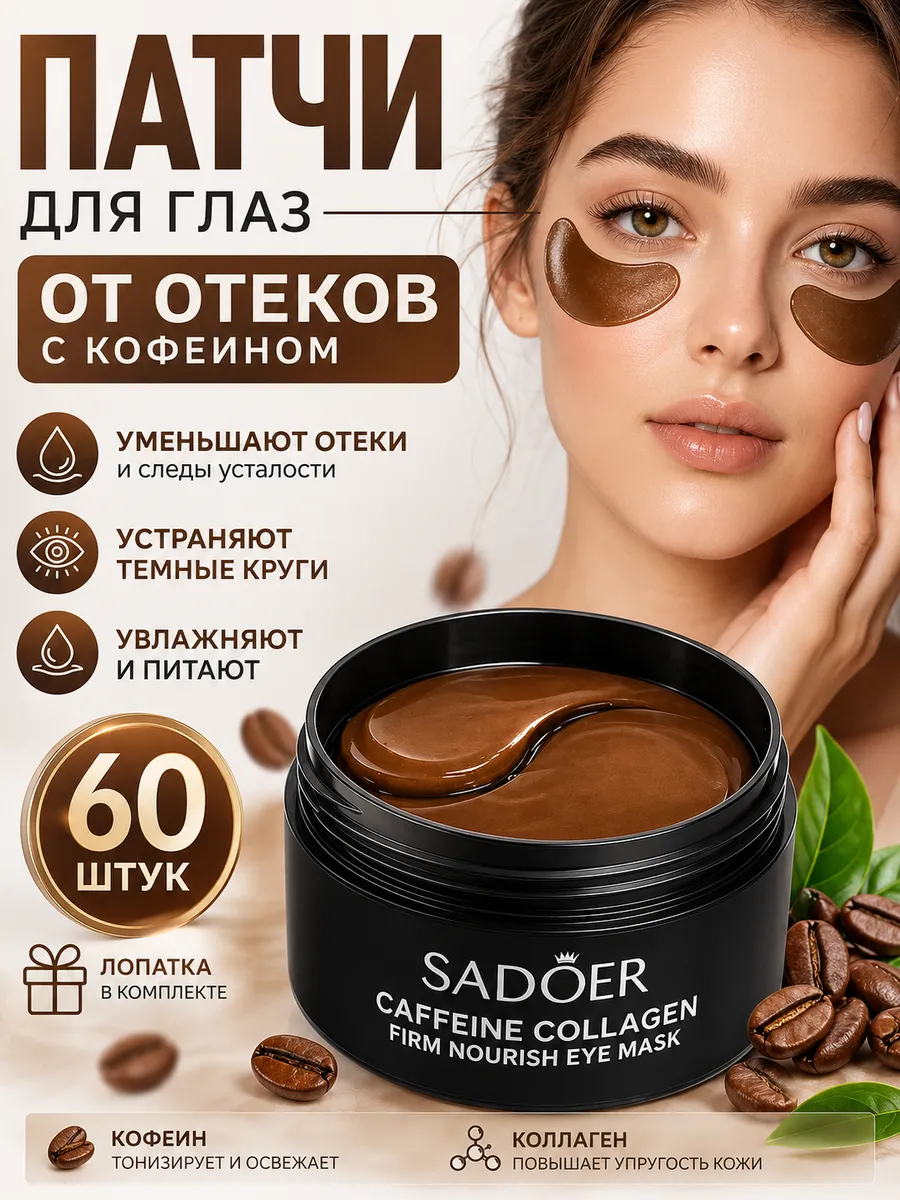 Патчи для глаз с кофеином и коллагеном