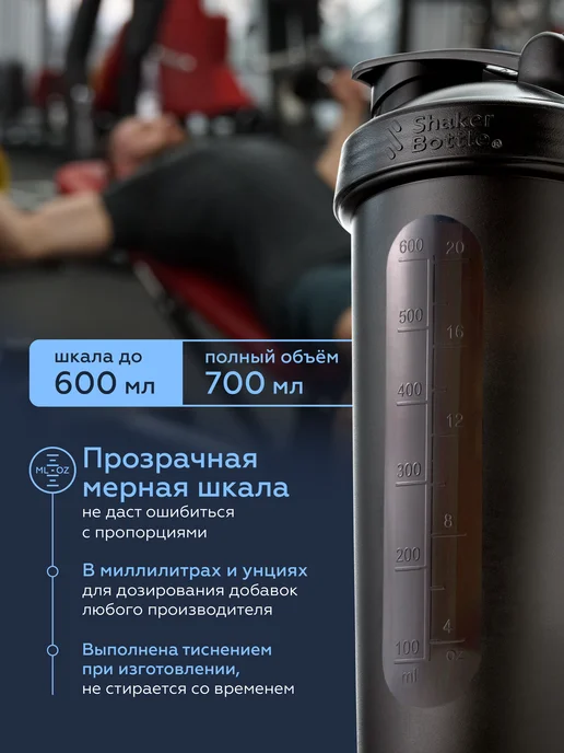 Shaker Bottle Шейкер спортивный для протеина, креатина и воды, вариант, фото 3