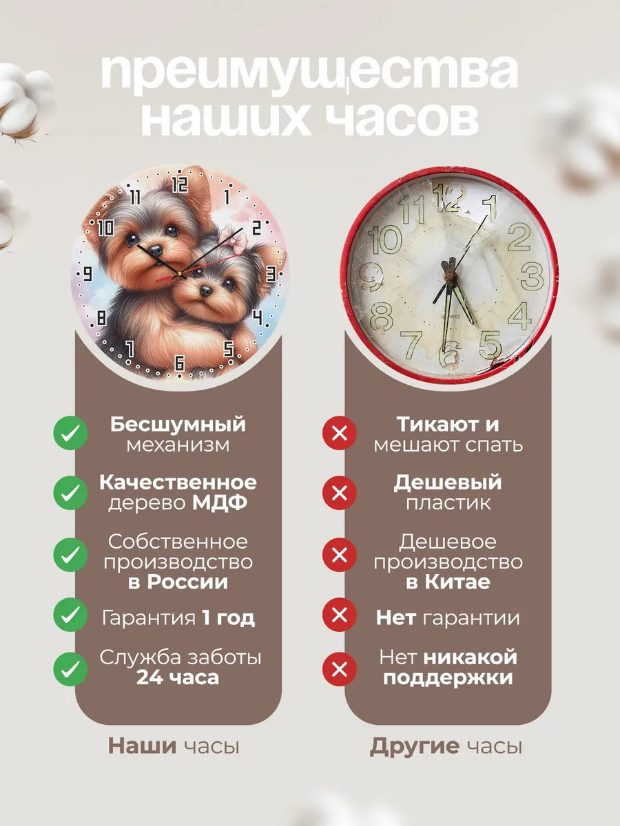 Часы настенные "Щенки Йоркширский терьер" — фото 10