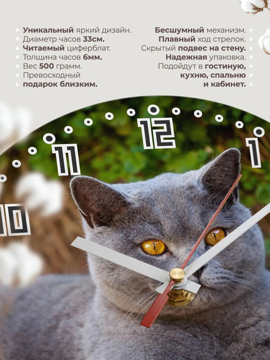 Часы настенные "Британка короткошерстная серая " — фото 11
