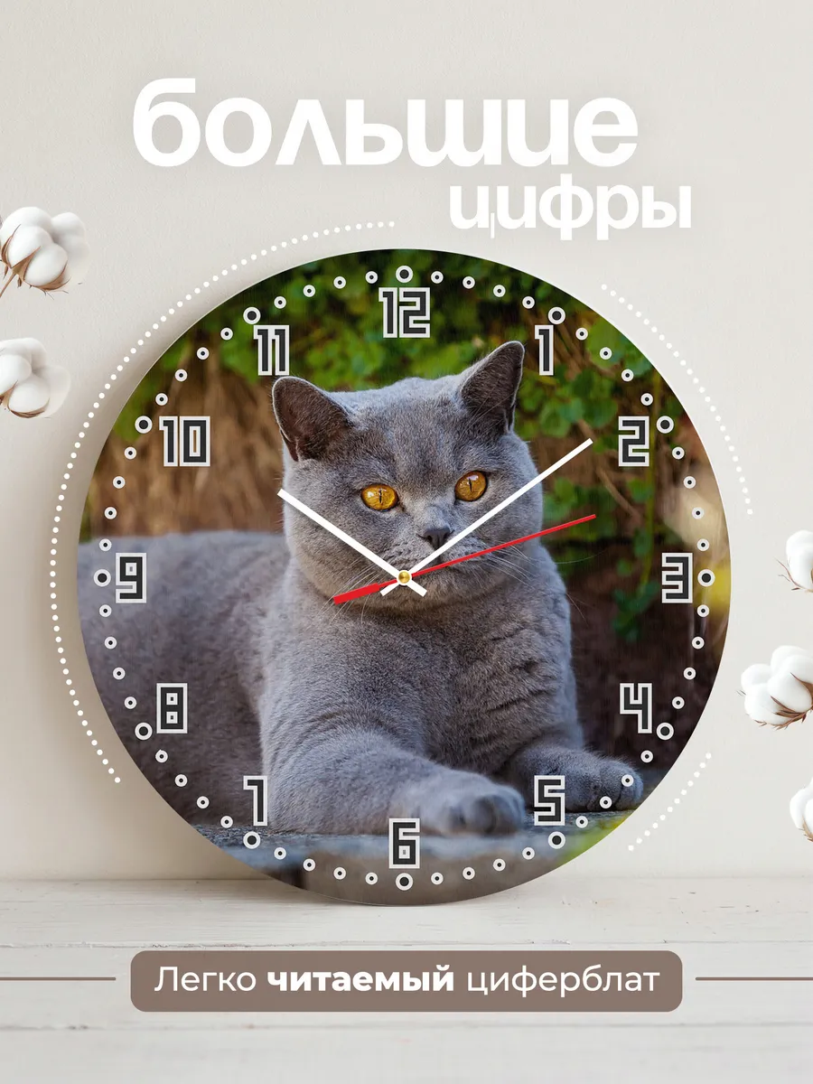 Часы настенные "Британка короткошерстная серая " — фото 2