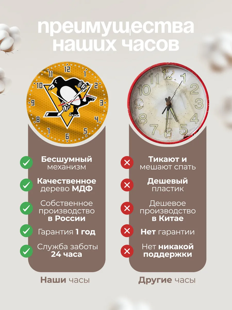 Часы настенные "с лого Питтсбург Пингвинз" — фото 10