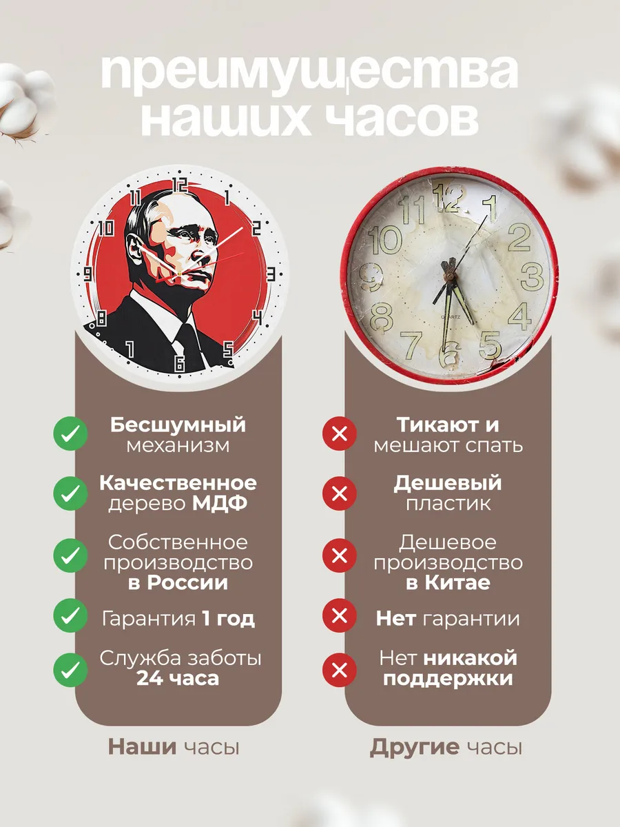 Часы настенные с президентом России Владимиром Путиным — фото 10