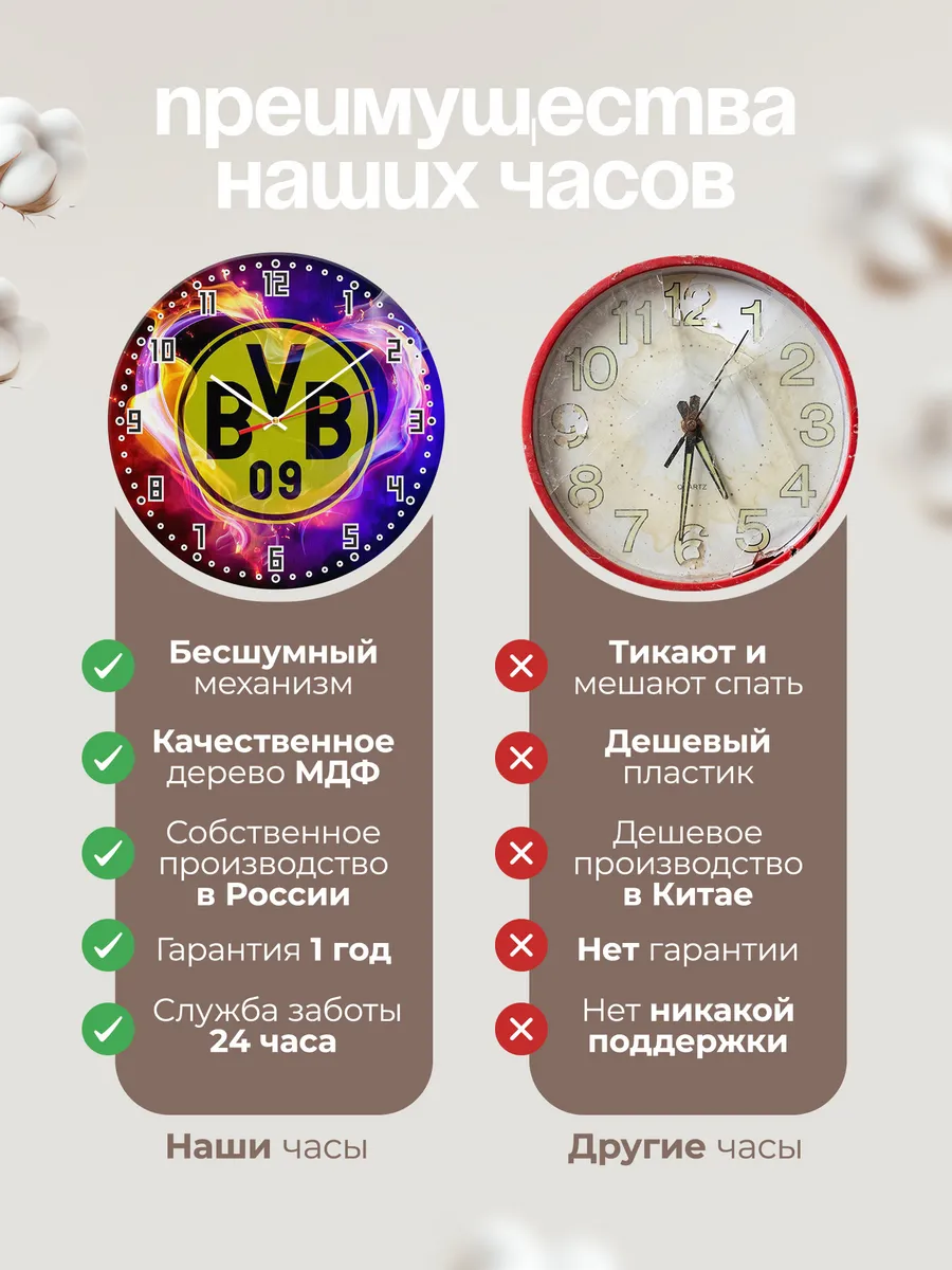 Часы настенные "с лого ФК Боруссия Дортмунд" — фото 10