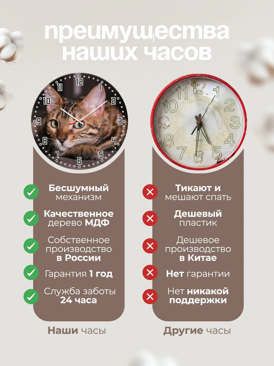 Часы настенные "Бенгальская кошка с зелеными глазами" — фото 10