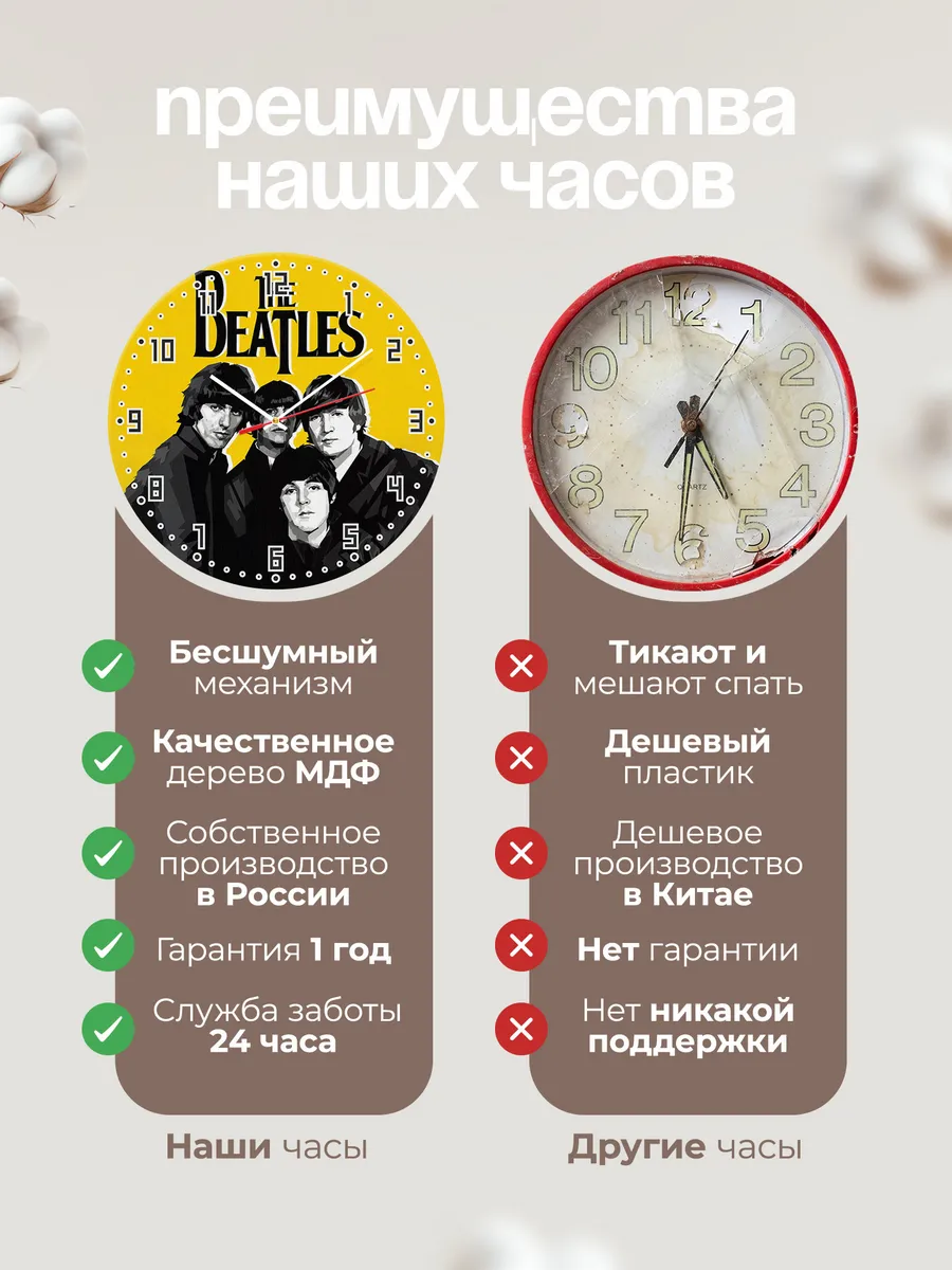 Часы настенные "с фото The Beatles" — фото 10
