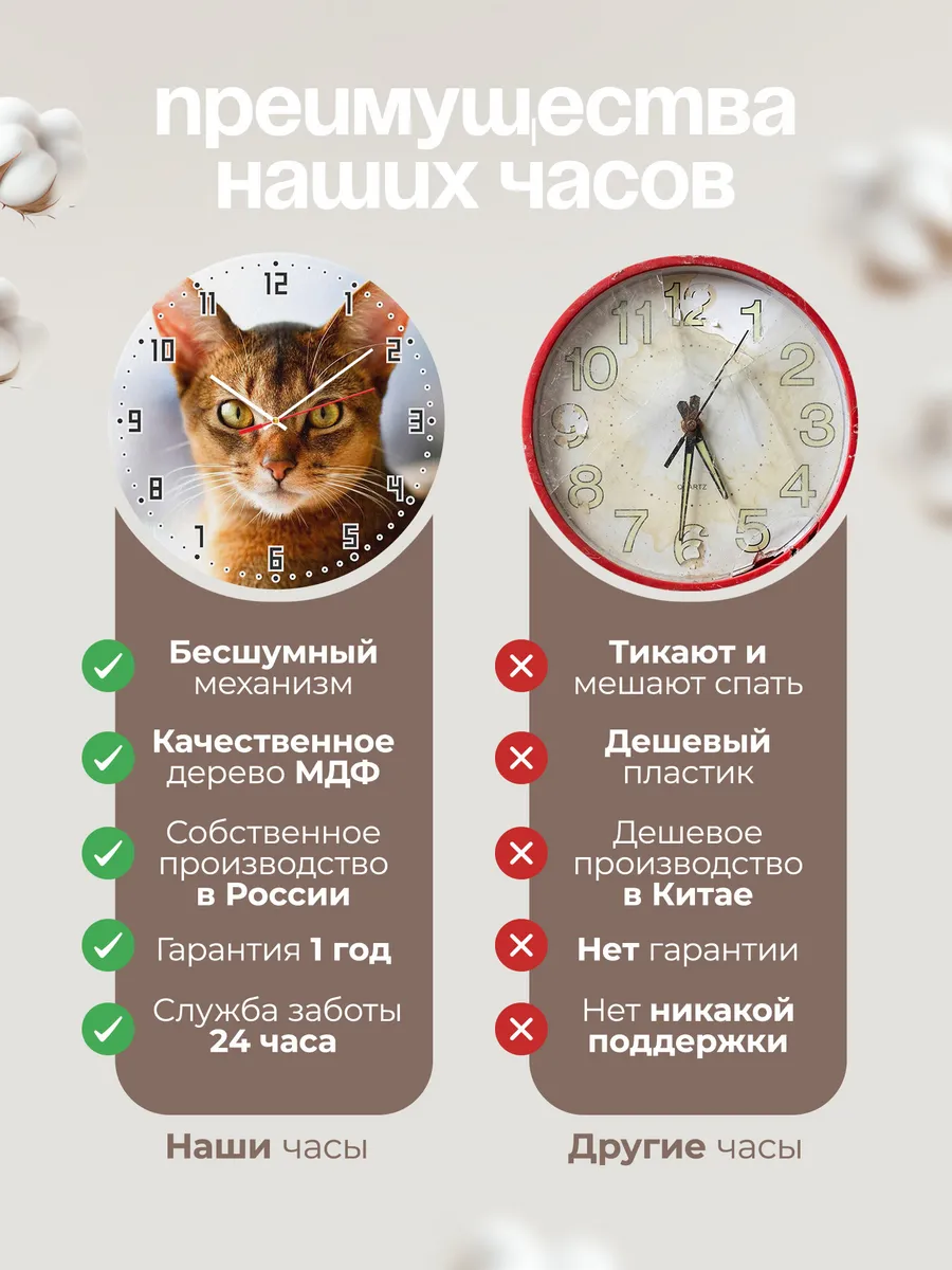 Часы настенные "Абиссинская кошка, лежащая на кровати" — фото 10