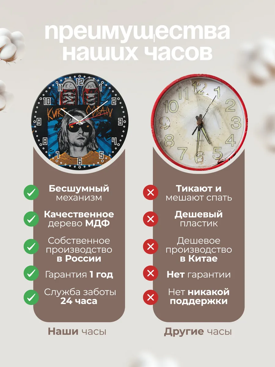 Часы настенные "Nirvana портрет Курт Кобейн" — фото 10