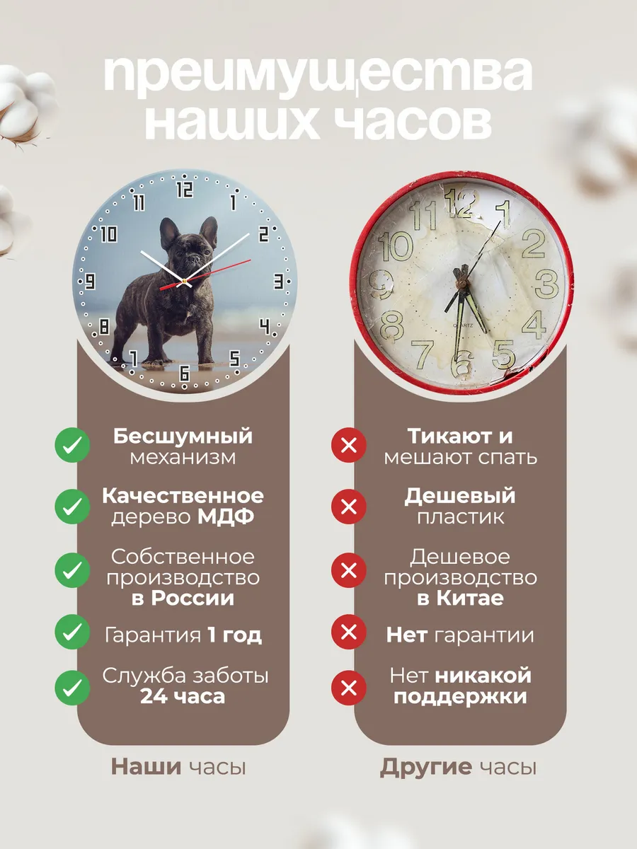 Часы настенные "Тигровый французский бульдог" — фото 3