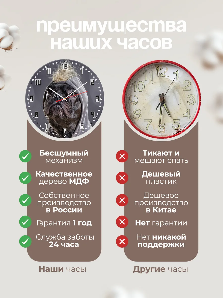 Часы настенные "Французский бульдог в толстовке" — фото 11