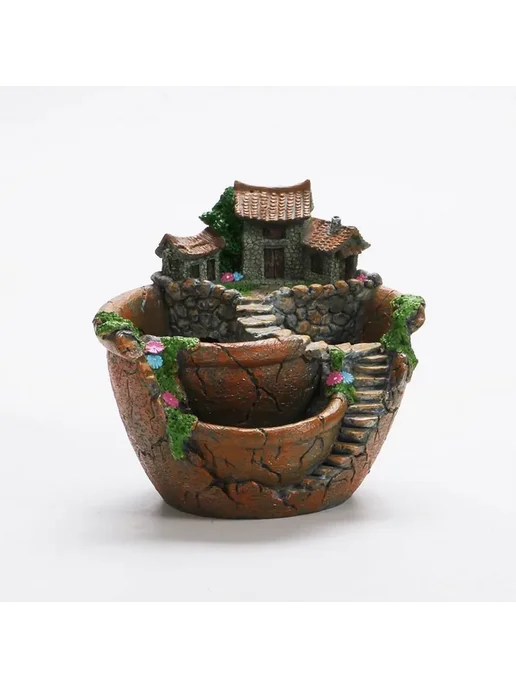 Декоративный горшок для растений Домик 18x17 см, 18x17 см, фото 3