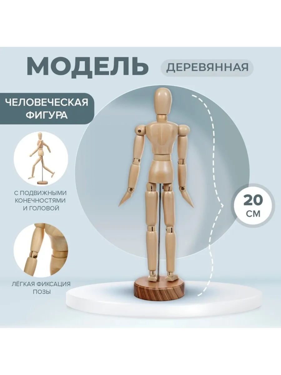 Анатомическая деревянная модель человека 20 см