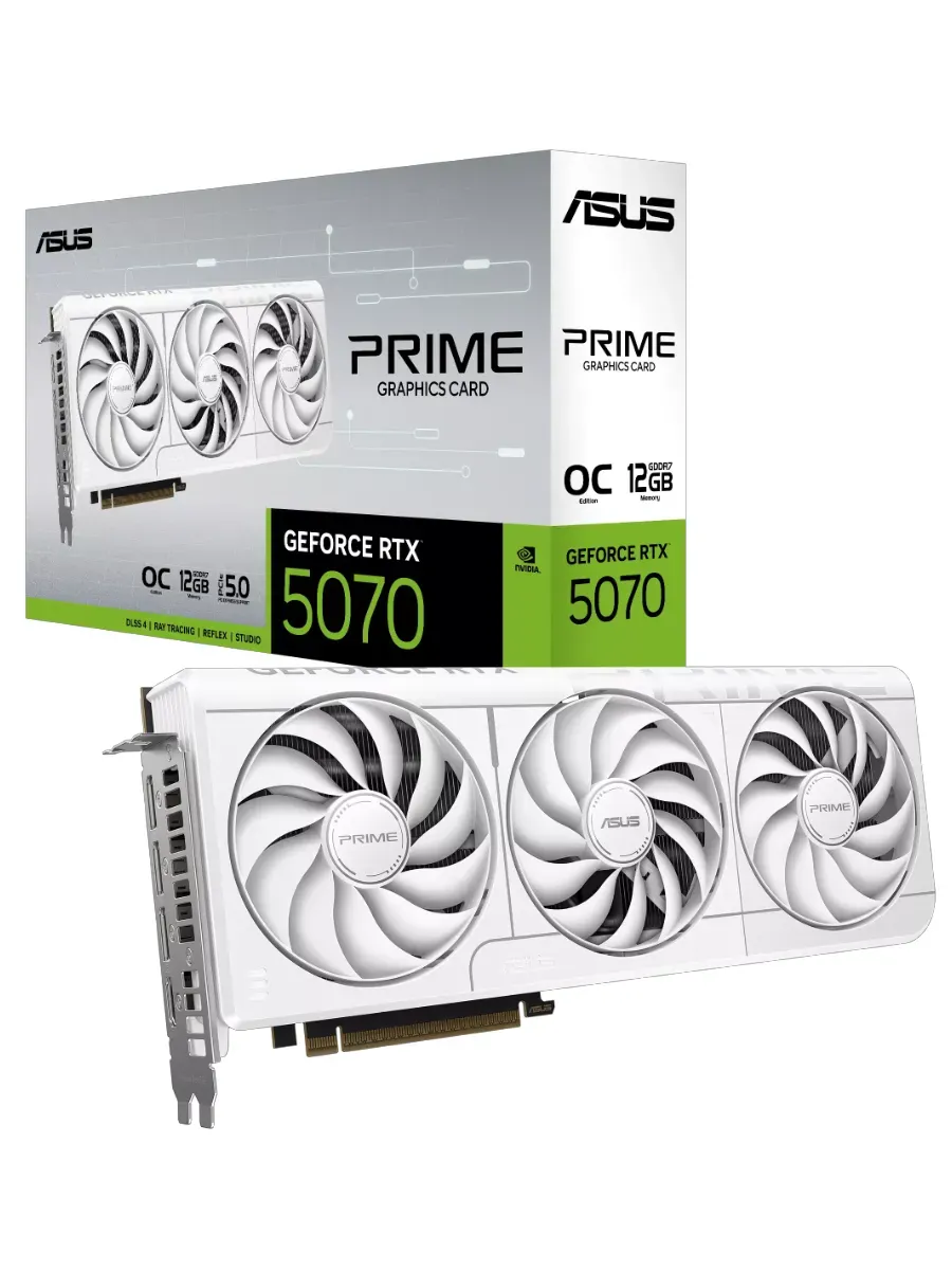 Asus Видеокарта GeForce RTX 5070 PRIME WHITE OC Edition, 12 ГБ