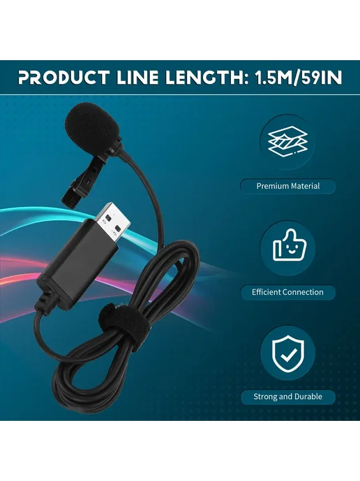 Оптовый микрофон-лавалье USB-A для ПК, для совещаний и учебы, вариант, фото 5