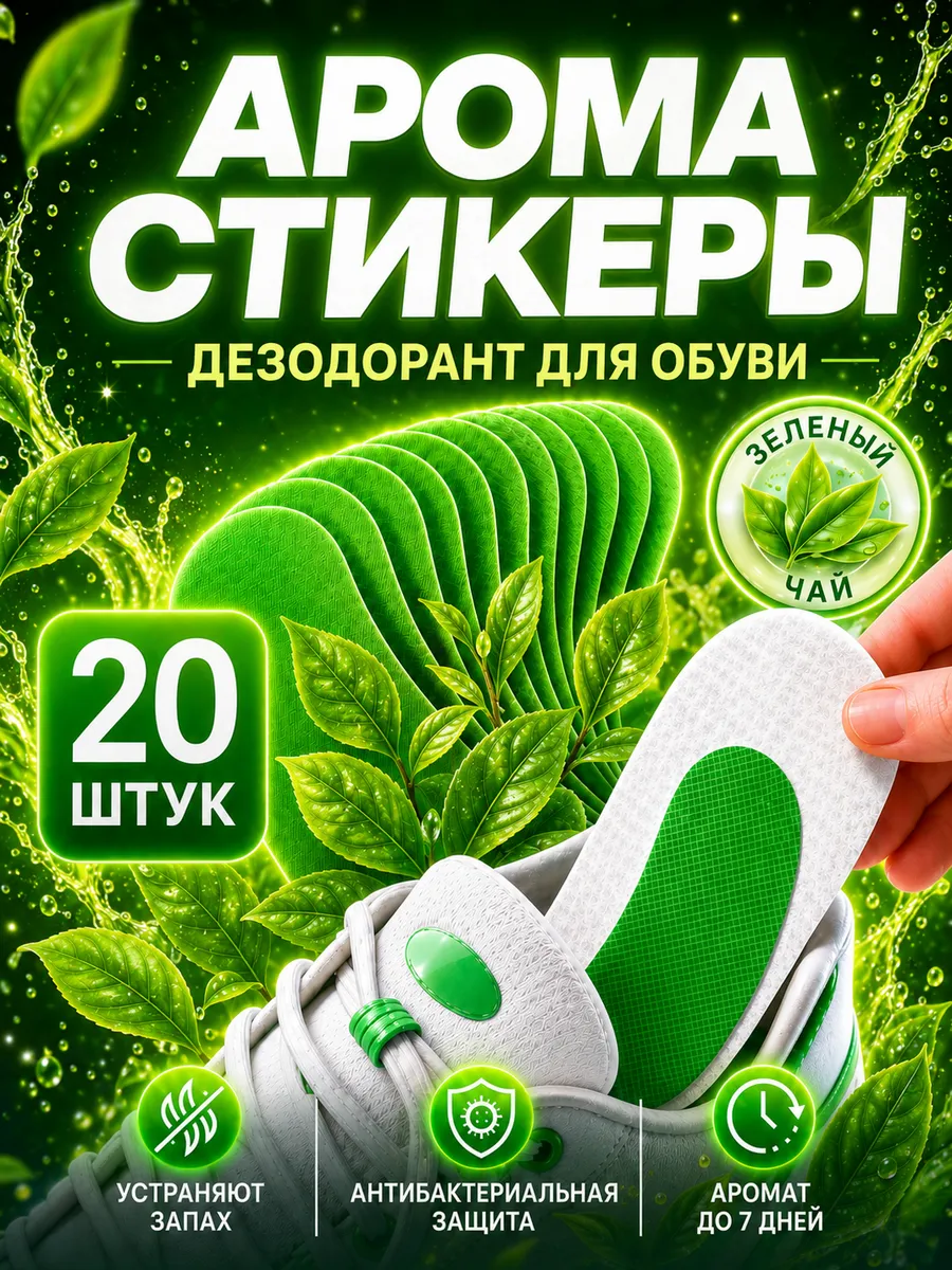 Аромастикеры для обуви (дезодорант от запаха ног), 20 шт