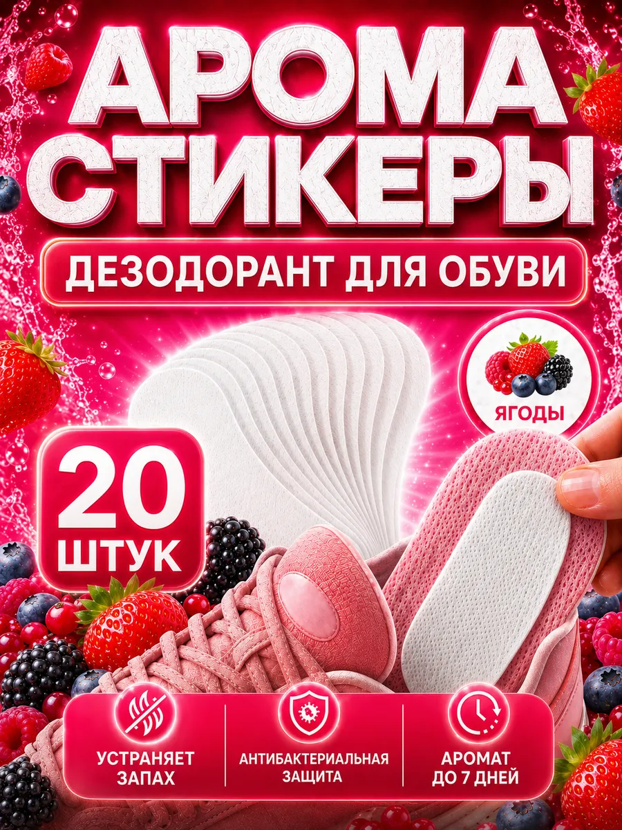 Аромастикеры для обуви (дезодорант от запаха ног), 20 шт