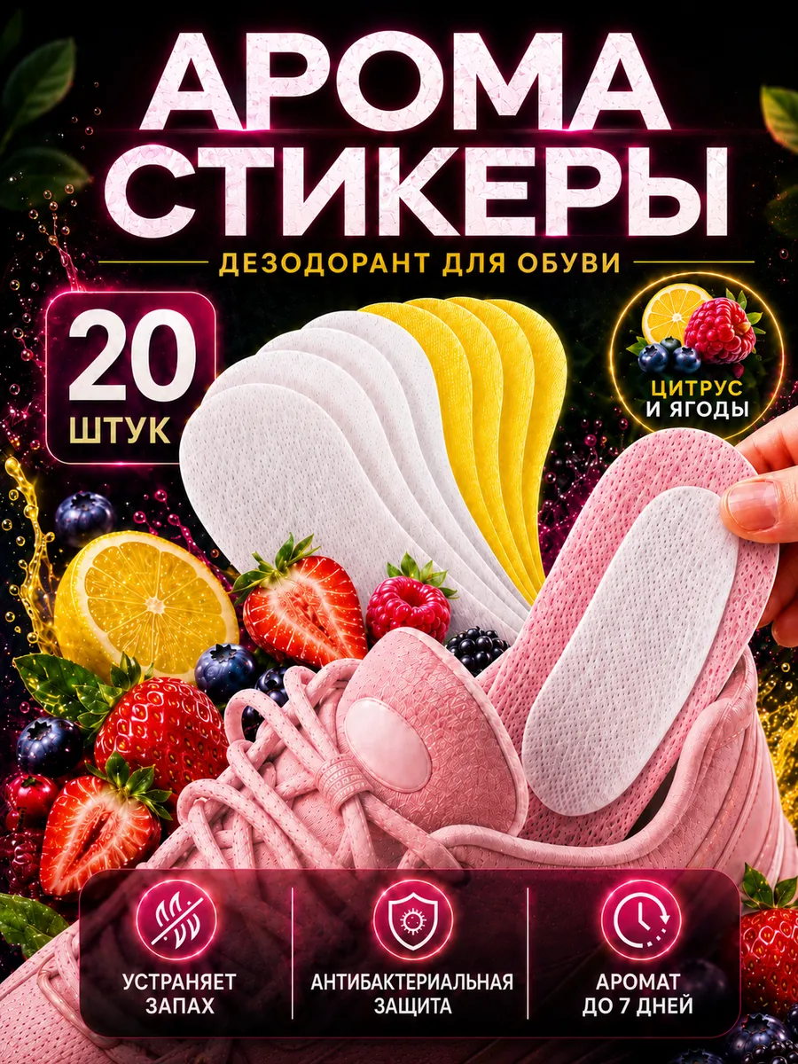 Аромастикеры для обуви (дезодорант от запаха ног), 20 шт