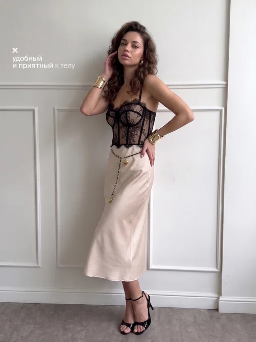 JewelryMeverly Корсет кружевной вечерний утягивающий, черный, фото 4