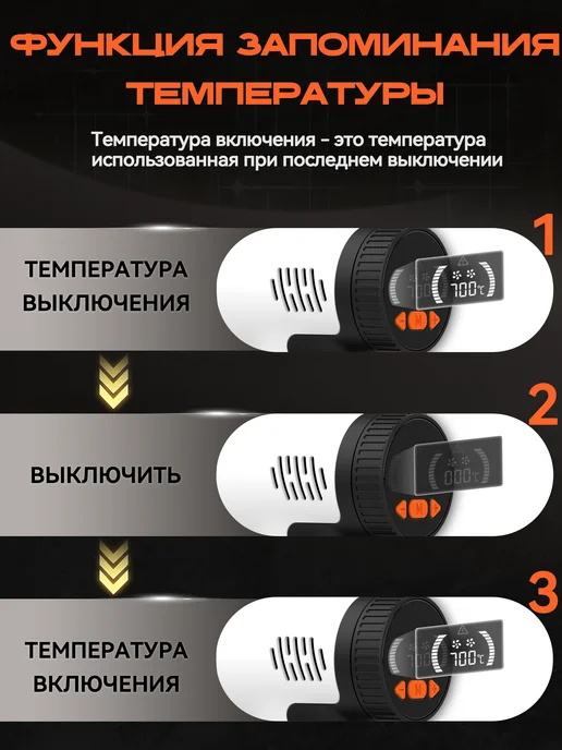 Фен строительный с дисплеем, регулировка температуры до 700°, белый, фото 7