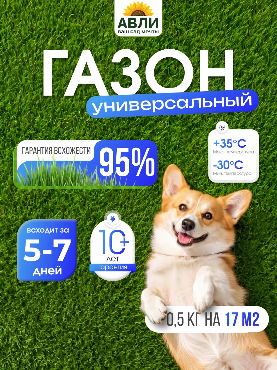 Газонная трава семена низкорослая многолетняя 0,5 кг