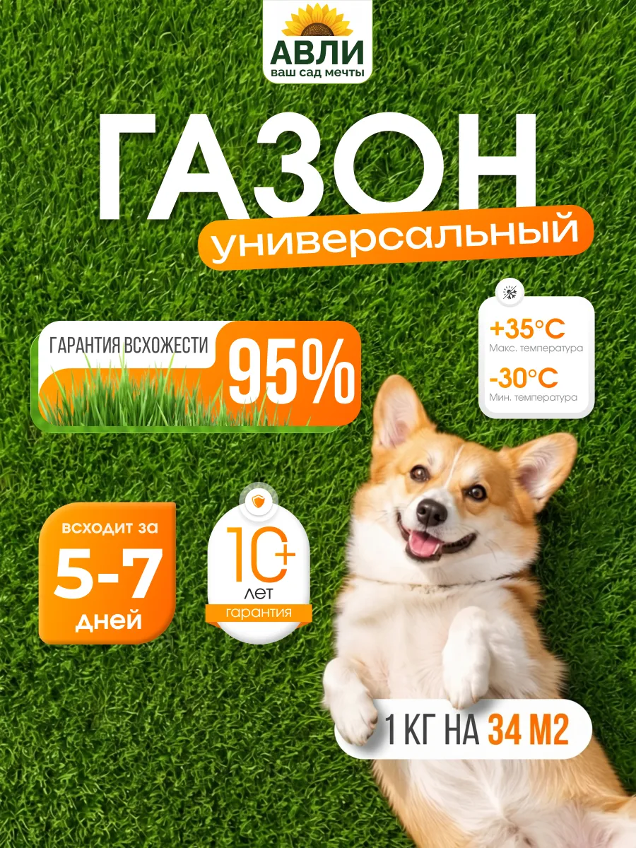 Семена газонной травы многолетней низкорослой 1 кг
