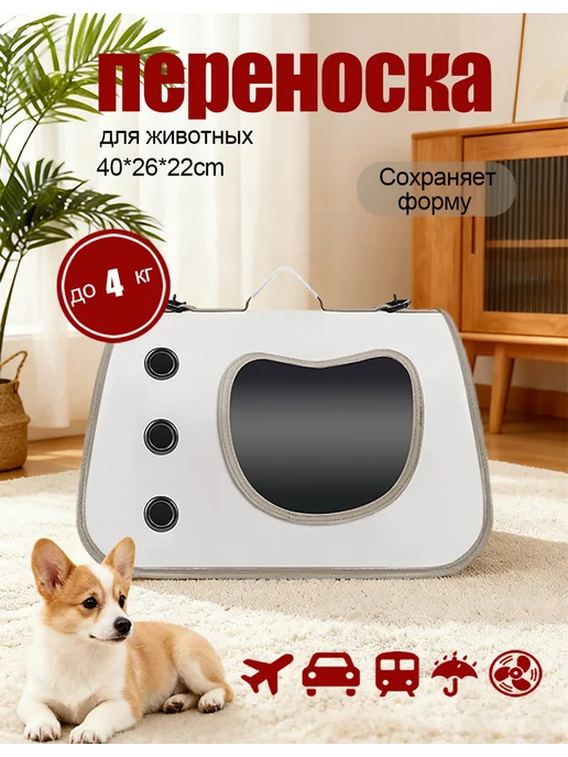 Переноска для кошек и собак, белый