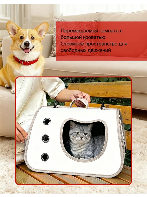 Переноска для кошек и собак, белый, фото 4