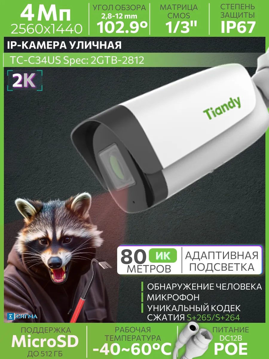 IP-камера видеонаблюдения TC-C34US(2GTB-2812)
