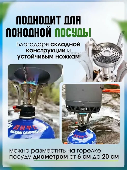 Газовая горелка туристическая с пьезоподжигом Widesea 3000, вариант, фото 4