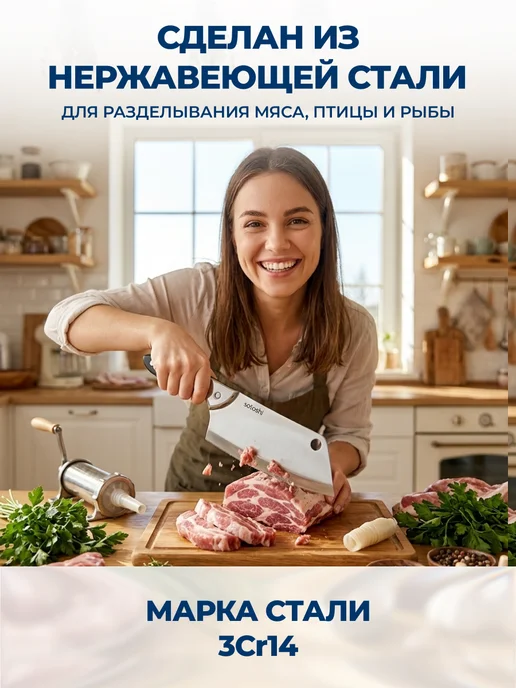 GT Топор кухонный для мяса и костей разделочный 17.8 см, черный, фото 2