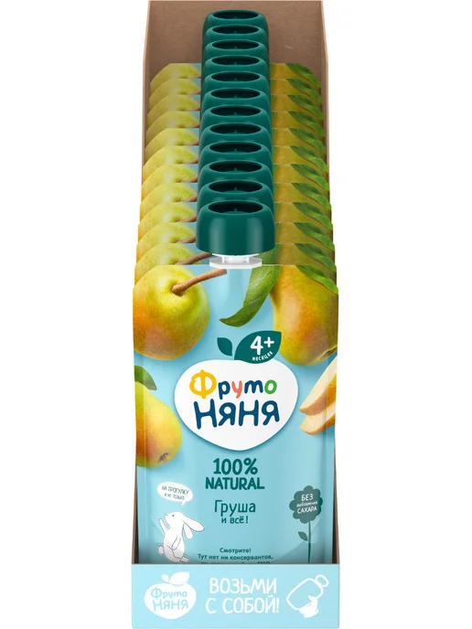 ФрутоНяня Пюре детское фруктовое груша 90 г х 12 шт, 90 г, 12 шт, фото 2