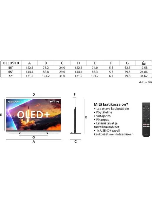 PHILIPS Телевизор 65OLED910, OLED, 4K UHD, Google TV, Ambilight, черный, фото 6