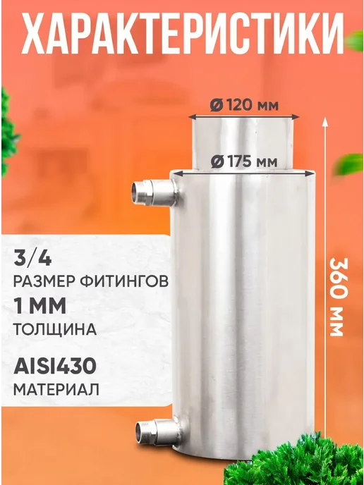 Геликон Пром Теплообменник для бани и системы отопления для дымохода 115, вариант, фото 2