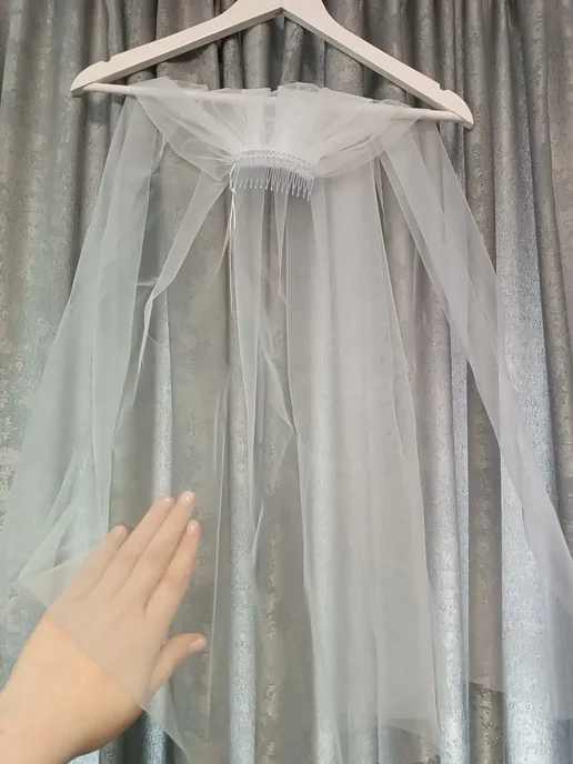 Love Story Boutique Фата свадебная короткая 80 см, белый, фото 2