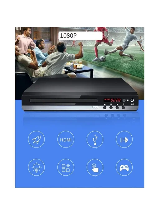 Домашний HD DVD-плеер GLZ33 черный с USB и HDMI, черный, фото 6
