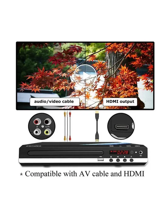 Домашний HD DVD-плеер GLZ33 черный с USB и HDMI, черный, фото 8