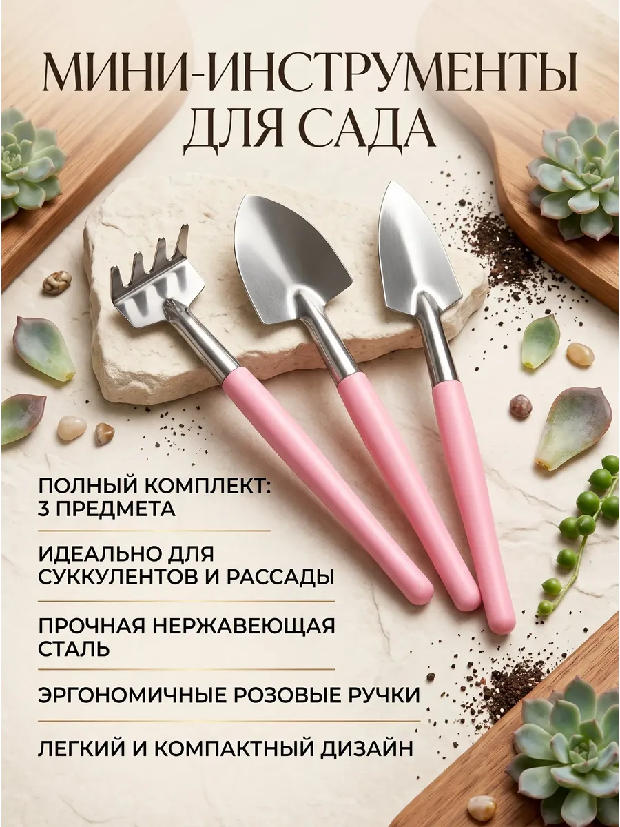 Набор садовых инструментов для комнатных растений 3 шт