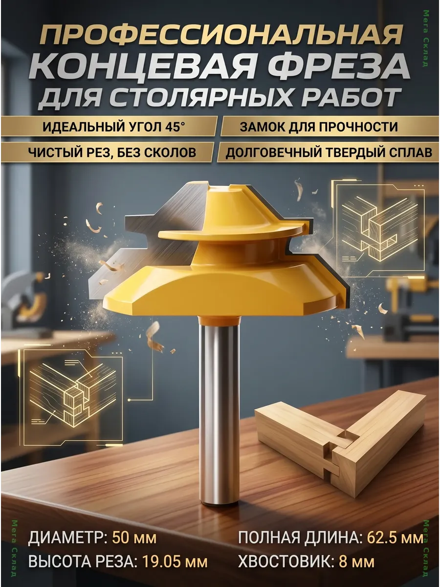 Фреза кромочная для углового сращивания, хвост. 8мм