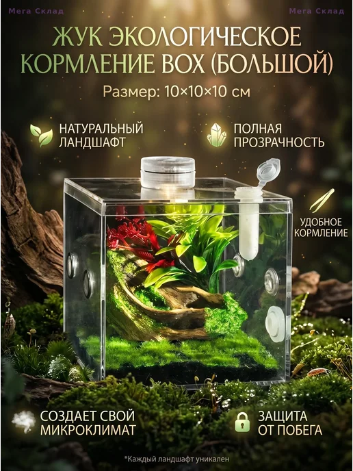Террариум акриловый для пауков и улиток, 10х10х10 см, 10x10 см