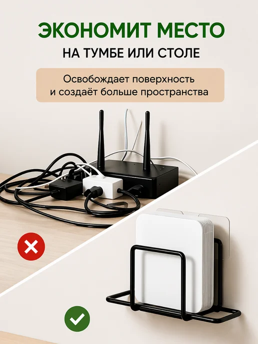 NETGIM Кронштейн для роутера самоклеящийся без сверления 22 см, черный, фото 5