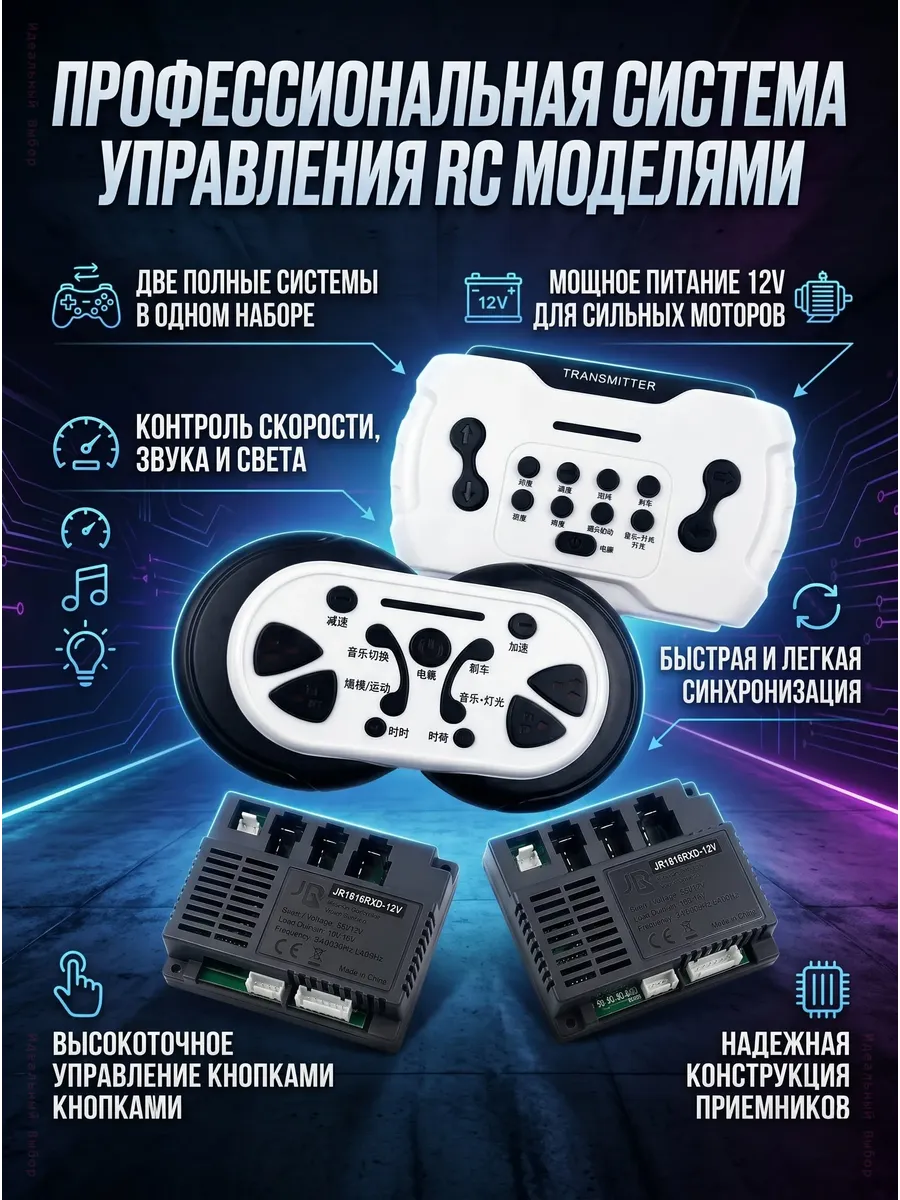 Блок управления и пульт для детского электромобиля 12V