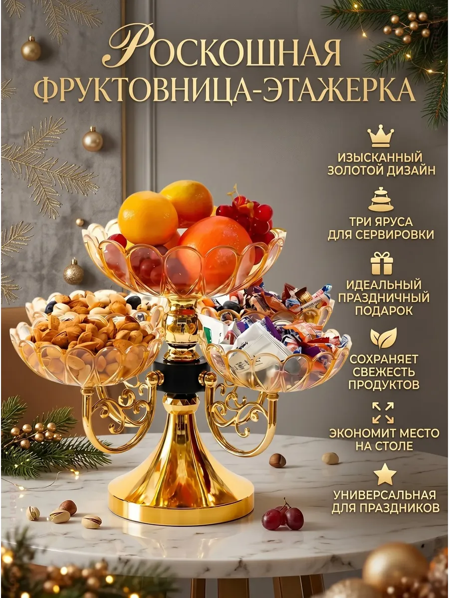 Вращающаяся конфетница менажница 40 см