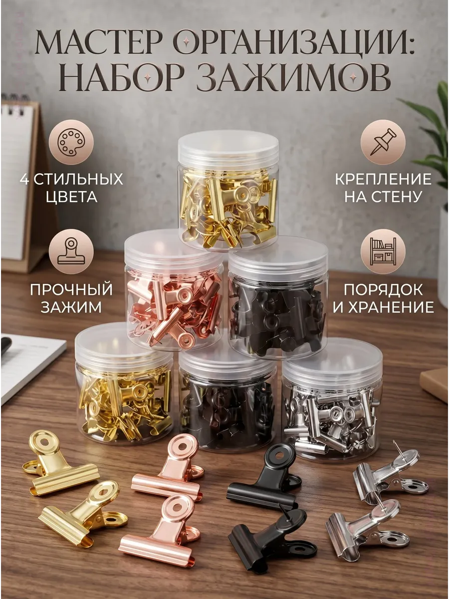 Зажимы-кнопки для пробковой доски металлические, 30 шт