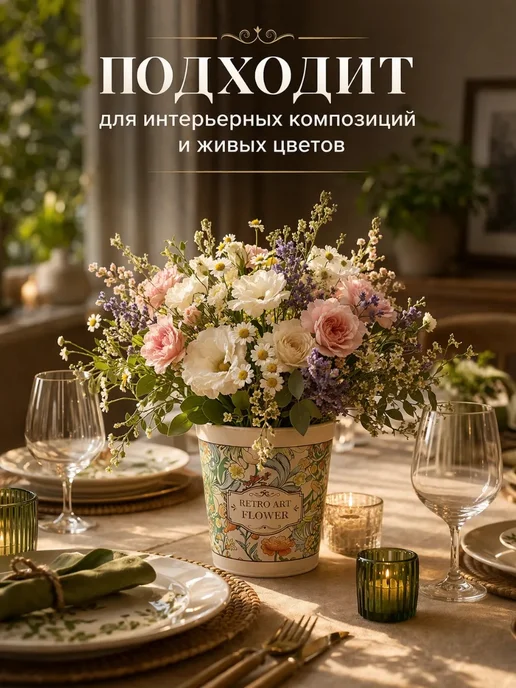 Горшок для цветов 1 литр набор 2 штуки, бежевый, фото 5