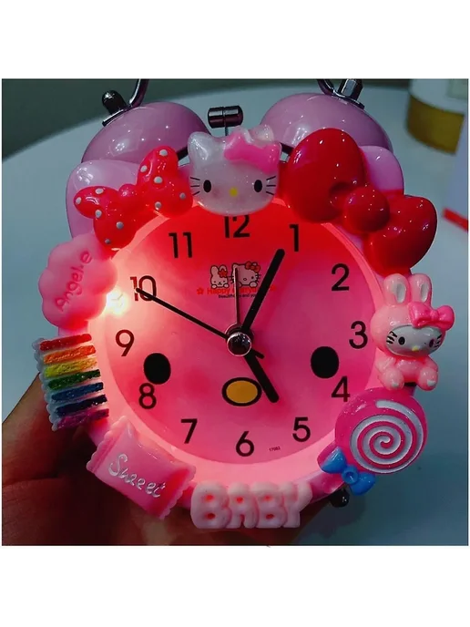 Настольный детский будильник Hello Kitty, розовый, фото 4
