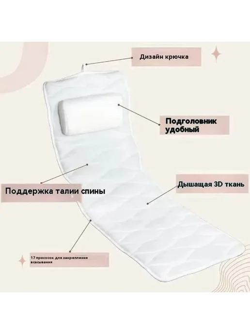 Матрас-подушка для ванны с присосками 125х45, 125x45, фото 7