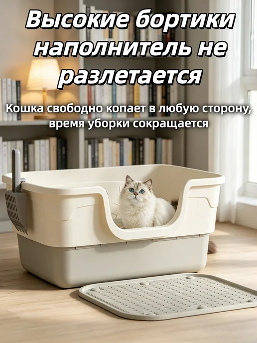 Лоток для крупных кошек с высокими бортиками, 30x20 см, фото 6