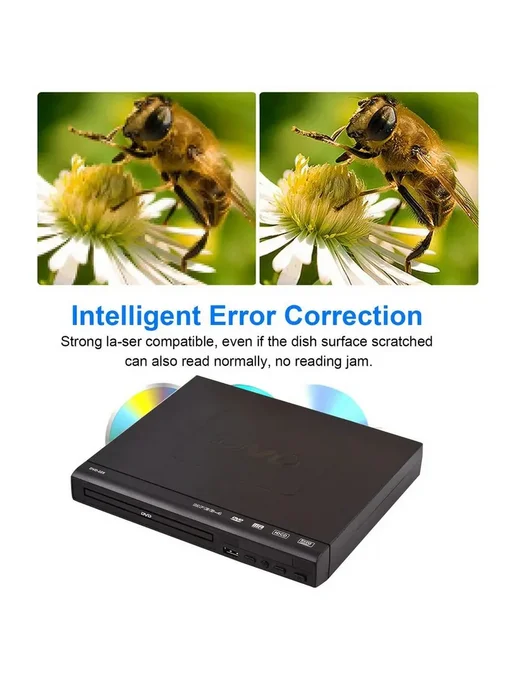 Домашний DVD CD-плеер DVD-225 с USB, черный, черный, фото 4