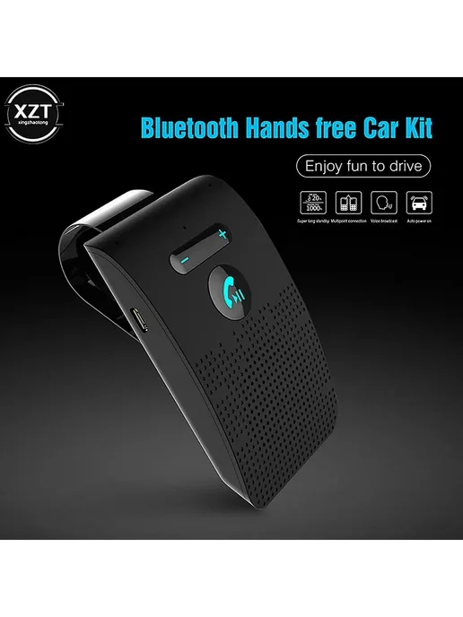 Автомобильная громкая связь Bluetooth 5.0, черный, фото 3