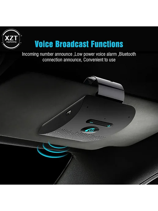 Автомобильная громкая связь Bluetooth 5.0, черный, фото 4